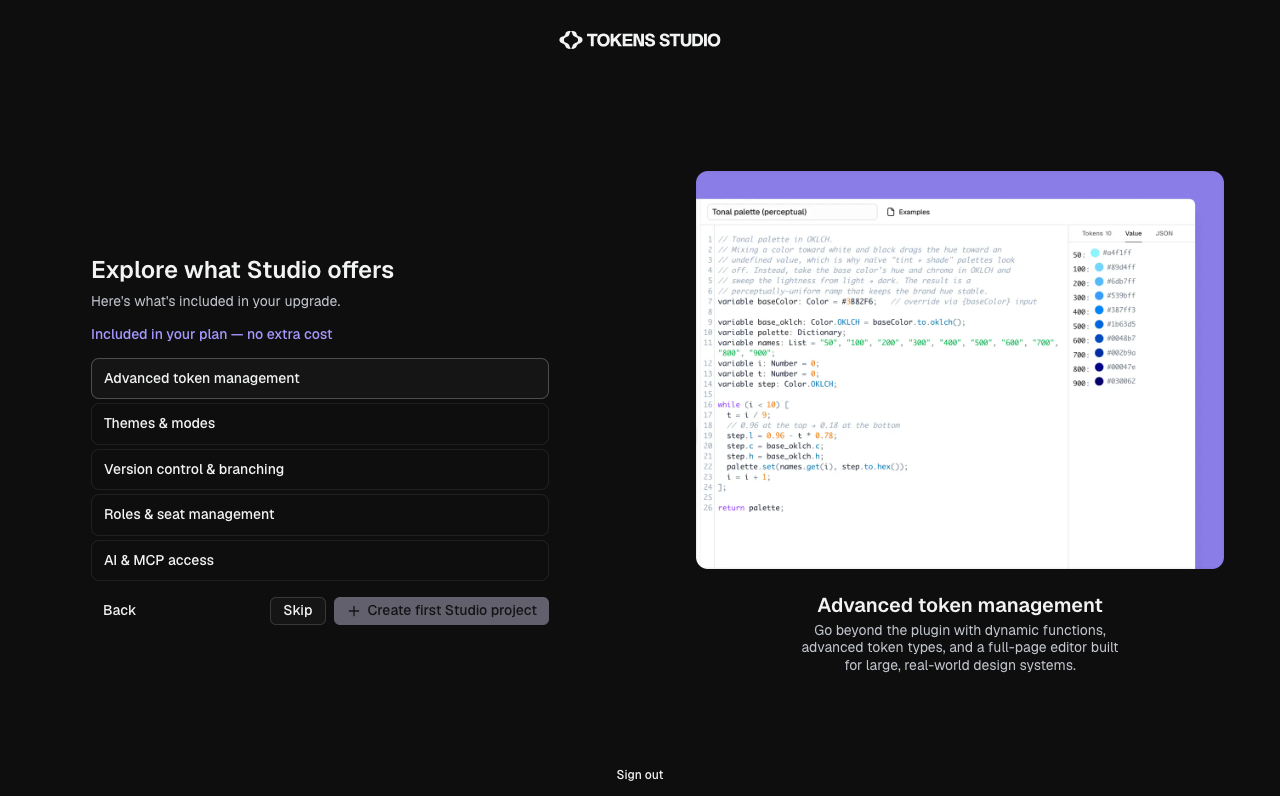 Explore what Studio offers, with Skip and Create first Studio project
