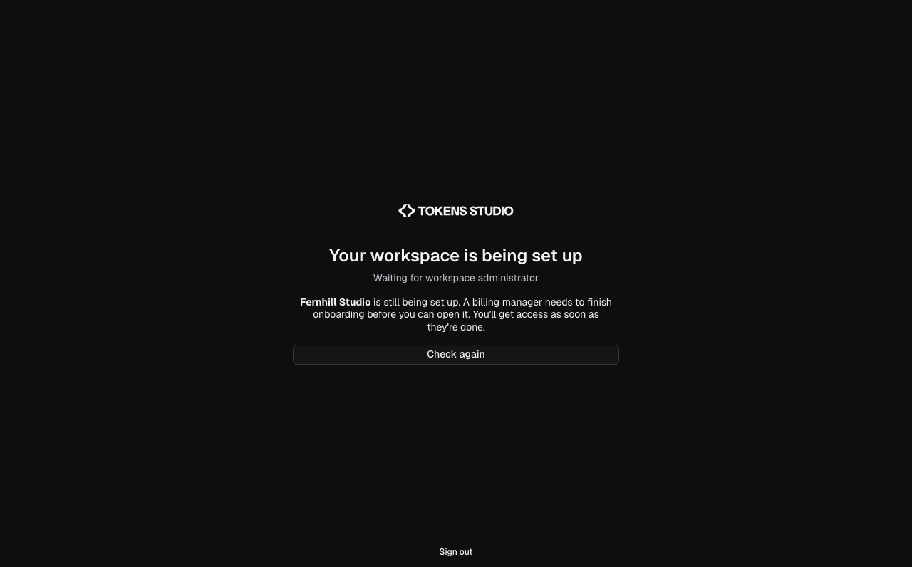Your workspace is being set up, with Check again