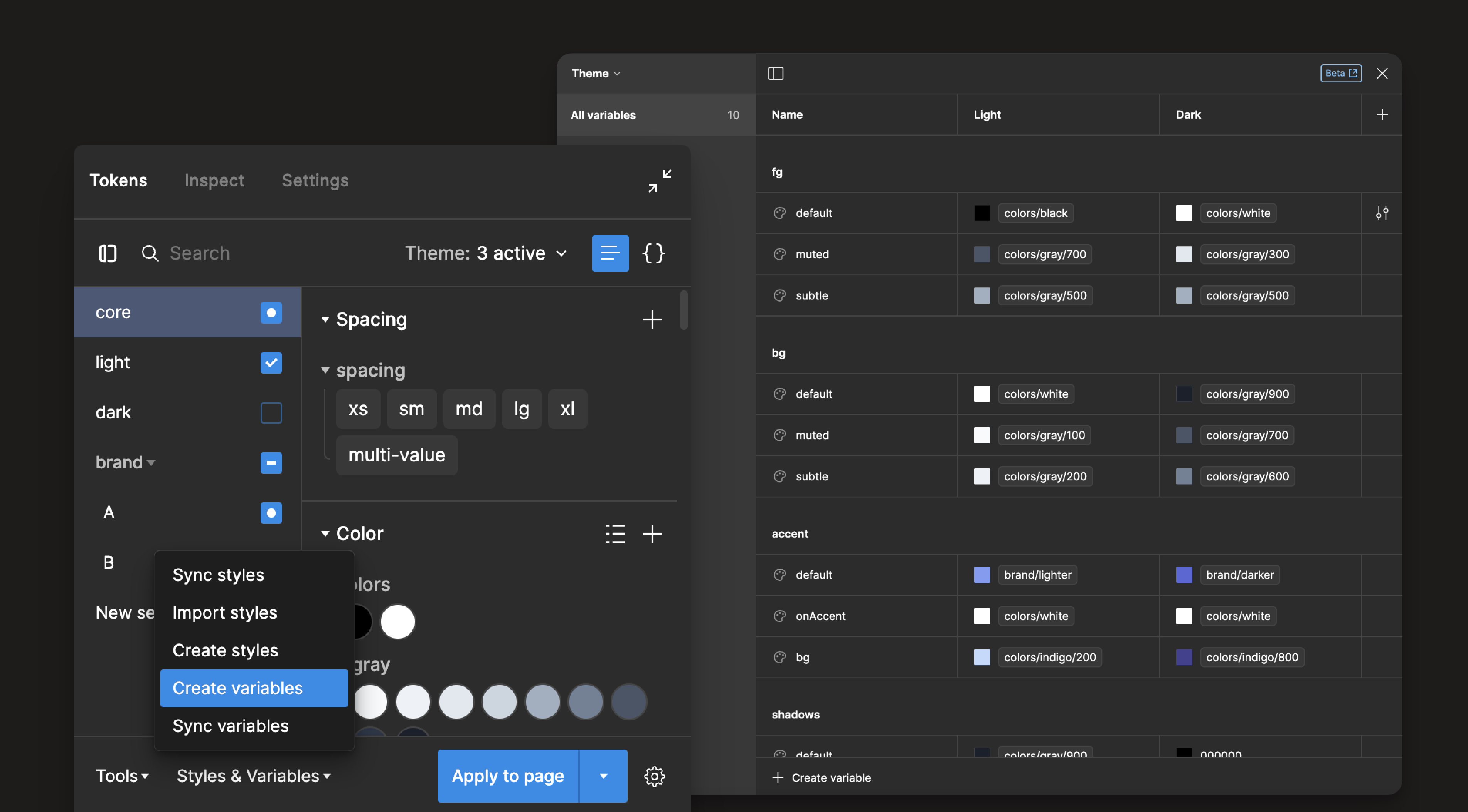 Creating variables in the plugin to create collections in Figma